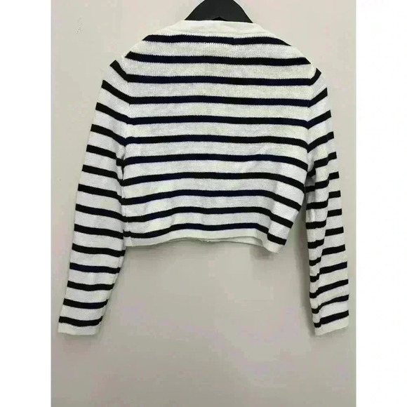 Jessica Simpson Nautical Striped Women's Cardigan White & Blue Gold Size L NWT - Picture 3 of 8